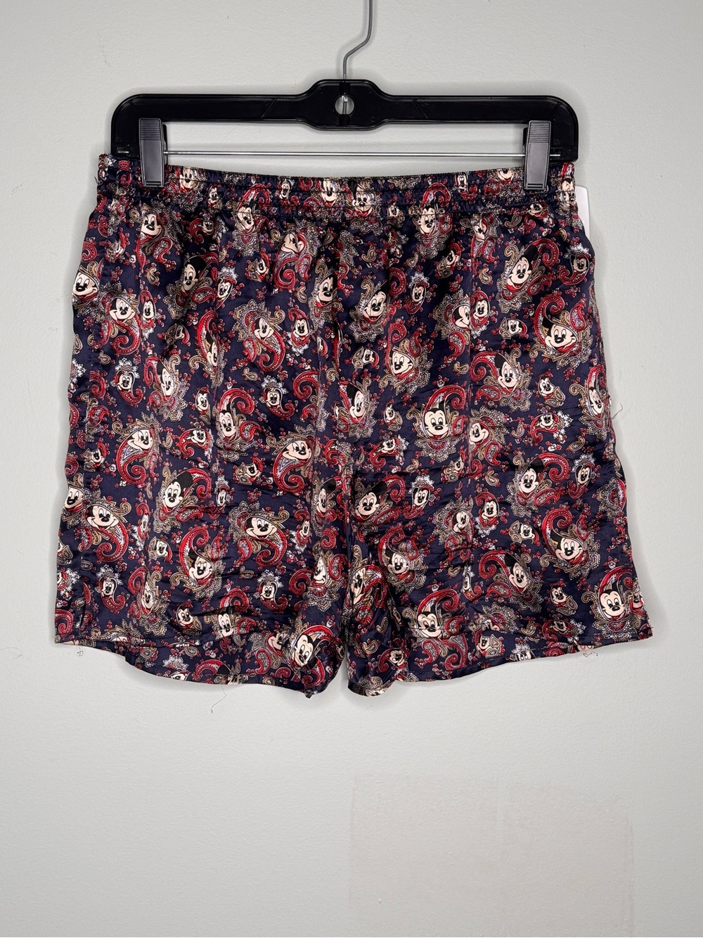 Disney Mickey Mouse Vintage 100% Silk Paisley Print Men’s Sleep Boxer Shorts - L